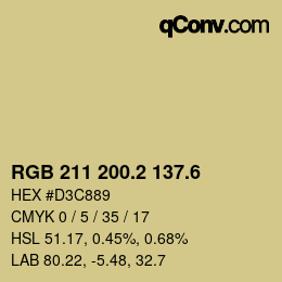 カラーコード: RGB 211 200.2 137.6 | qconv.com