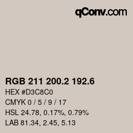 カラーコード: RGB 211 200.2 192.6 | qconv.com