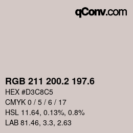 カラーコード: RGB 211 200.2 197.6 | qconv.com