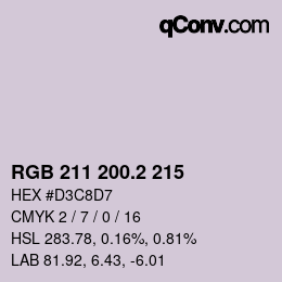 カラーコード: RGB 211 200.2 215 | qconv.com