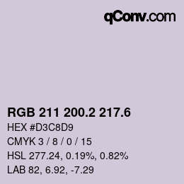 カラーコード: RGB 211 200.2 217.6 | qconv.com