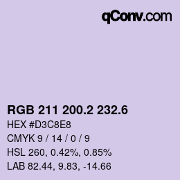 カラーコード: RGB 211 200.2 232.6 | qconv.com