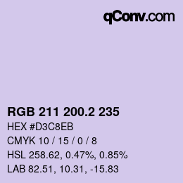 カラーコード: RGB 211 200.2 235 | qconv.com