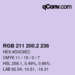 カラーコード: RGB 211 200.2 236 | qconv.com
