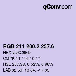 カラーコード: RGB 211 200.2 237.6 | qconv.com