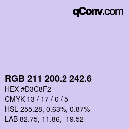 カラーコード: RGB 211 200.2 242.6 | qconv.com