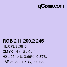 カラーコード: RGB 211 200.2 245 | qconv.com
