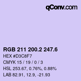 カラーコード: RGB 211 200.2 247.6 | qconv.com