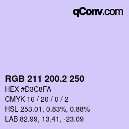 カラーコード: RGB 211 200.2 250 | qconv.com