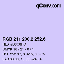 カラーコード: RGB 211 200.2 252.6 | qconv.com
