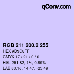 カラーコード: RGB 211 200.2 255 | qconv.com