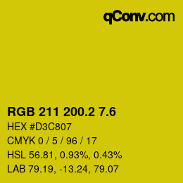 カラーコード: RGB 211 200.2 7.6 | qconv.com