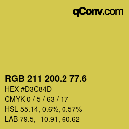 カラーコード: RGB 211 200.2 77.6 | qconv.com