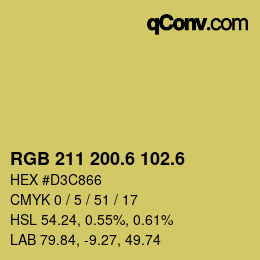 カラーコード: RGB 211 200.6 102.6 | qconv.com