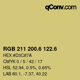 カラーコード: RGB 211 200.6 122.6 | qconv.com