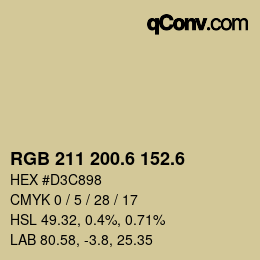 カラーコード: RGB 211 200.6 152.6 | qconv.com
