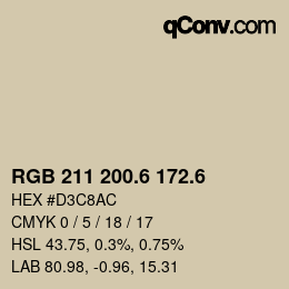 カラーコード: RGB 211 200.6 172.6 | qconv.com