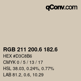 カラーコード: RGB 211 200.6 182.6 | qconv.com
