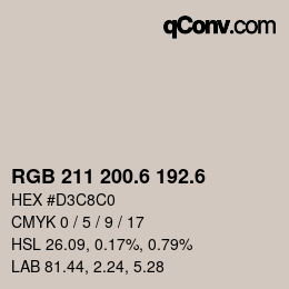 カラーコード: RGB 211 200.6 192.6 | qconv.com