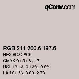 カラーコード: RGB 211 200.6 197.6 | qconv.com