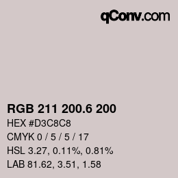 カラーコード: RGB 211 200.6 200 | qconv.com