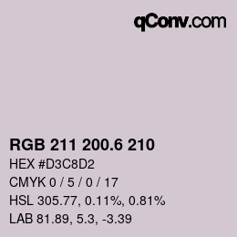 カラーコード: RGB 211 200.6 210 | qconv.com