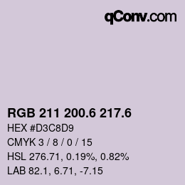 カラーコード: RGB 211 200.6 217.6 | qconv.com