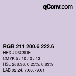 カラーコード: RGB 211 200.6 222.6 | qconv.com