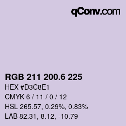 カラーコード: RGB 211 200.6 225 | qconv.com