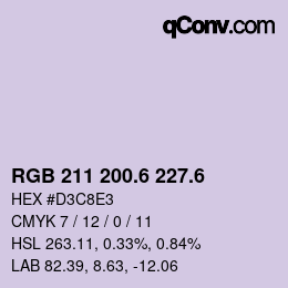カラーコード: RGB 211 200.6 227.6 | qconv.com