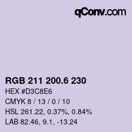 カラーコード: RGB 211 200.6 230 | qconv.com
