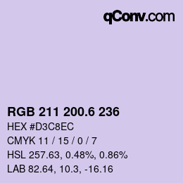 カラーコード: RGB 211 200.6 236 | qconv.com