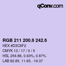カラーコード: RGB 211 200.6 242.6 | qconv.com