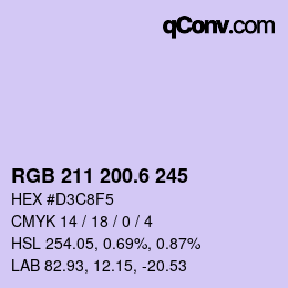カラーコード: RGB 211 200.6 245 | qconv.com