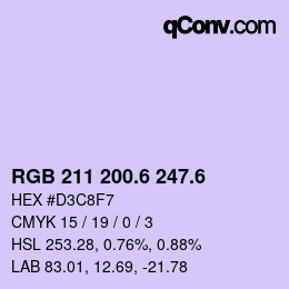 カラーコード: RGB 211 200.6 247.6 | qconv.com