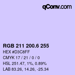 カラーコード: RGB 211 200.6 255 | qconv.com