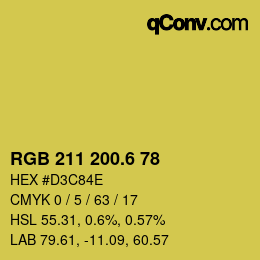 カラーコード: RGB 211 200.6 78 | qconv.com
