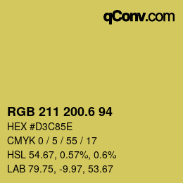 カラーコード: RGB 211 200.6 94 | qconv.com