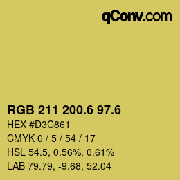 カラーコード: RGB 211 200.6 97.6 | qconv.com