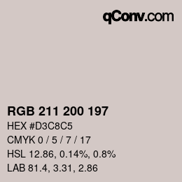 颜色代码: RGB 211 200 197 | qconv.com