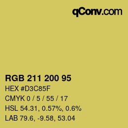 Color code: RGB 211 200 95 | qconv.com