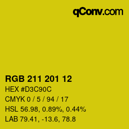 Color code: RGB 211 201 12 | qconv.com
