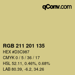 カラーコード: RGB 211 201 135 | qconv.com