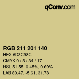 Color code: RGB 211 201 140 | qconv.com