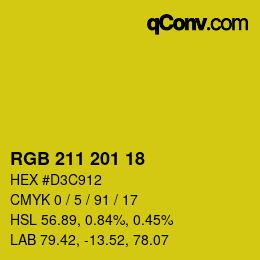 Color code: RGB 211 201 18 | qconv.com