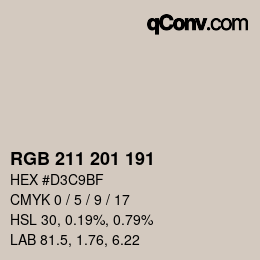 Color code: RGB 211 201 191 | qconv.com