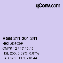 カラーコード: RGB 211 201 241 | qconv.com
