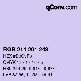 Color code: RGB 211 201 243 | qconv.com