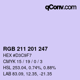 カラーコード: RGB 211 201 247 | qconv.com