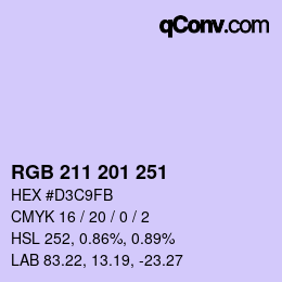 Color code: RGB 211 201 251 | qconv.com